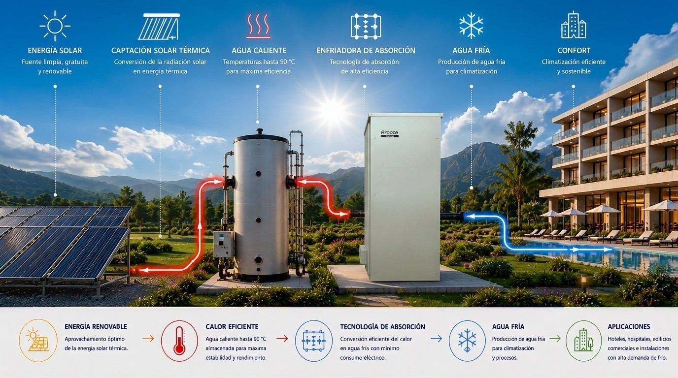 Refrigeración solar con enfriadoras de absorción