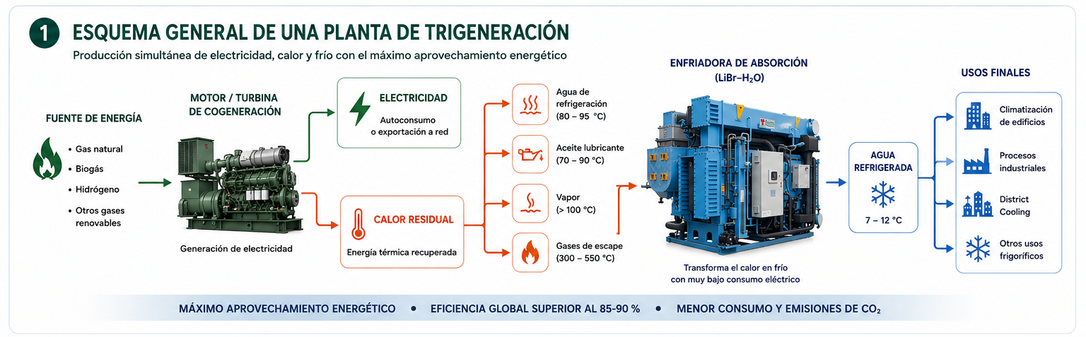 Trigeneración de alta eficiencia con enfriadoras de absorción